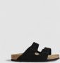 Birkenstock Zwarte Leren Sandalen Unisex Lage Stijl Black - Thumbnail 4