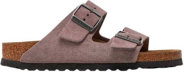 Birkenstock Platte sandalen Arizona Suede Leather Narrow Faded Purple