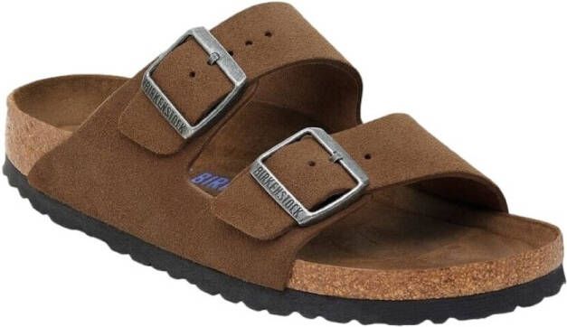 Birkenstock Sandalen Arizona SF Suede Leather Narrow Dark Tea Tonal