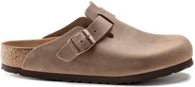 Birkenstock Sandalen Boston Waxy Leather Narrow Tobacco Brown