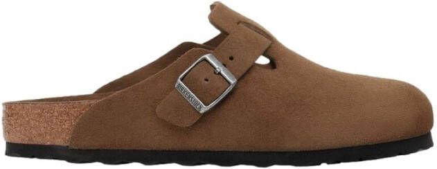 Birkenstock Sandalen Boston Suede Leather Narrow Dark Tea Tonal