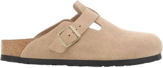 Birkenstock Sandalen Boston Suede Leather Narrow Sandcastle