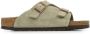 Birkenstock Suède Kurk Sandalen Verstelbare Gesp Sluiting Beige Heren - Thumbnail 4