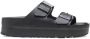 Birkenstock Zwarte Leren Sliders Ronde Neus Sandalen Black - Thumbnail 16