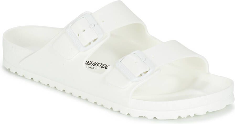 Birkenstock Witte Rubberen Slipper Dubbele Gespsluiting White