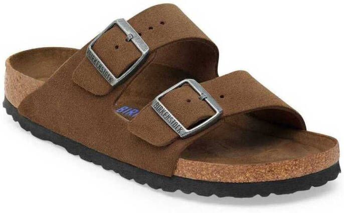 Birkenstock Sandalen Arizona SF Suede Leather Narrow Dark Tea Tonal