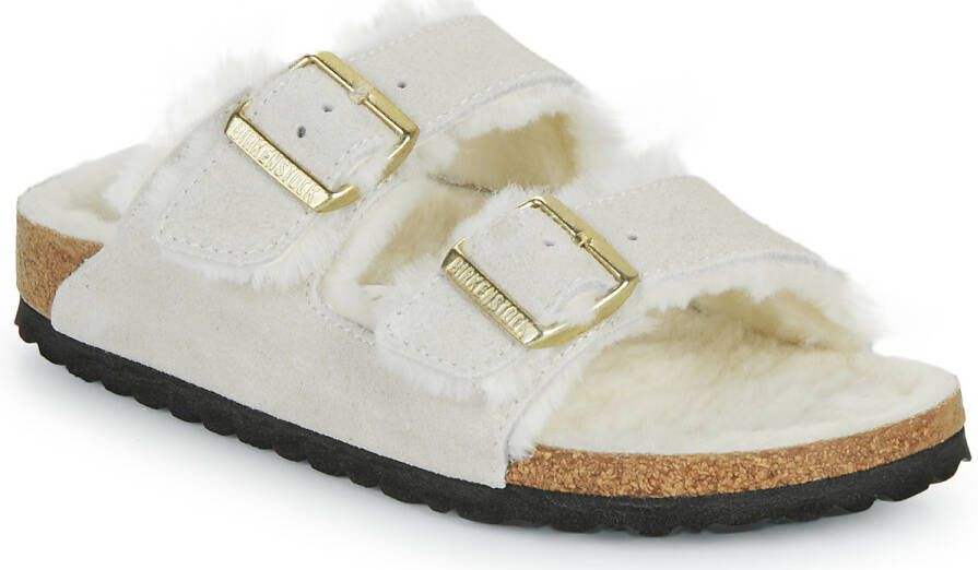 Birkenstock Slippers Arizona Shearling LEVE Antique White LAF