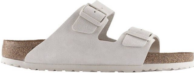 Birkenstock Slippers Arizona Soft Footbed Suede Antique White