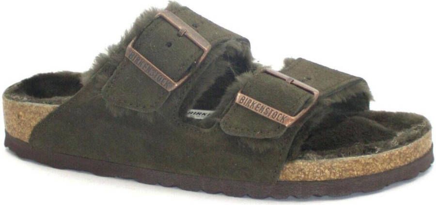 Birkenstock Sandalen Arizona Shearling Lined Suede Two-Strap Sandals in bruin - Foto 11