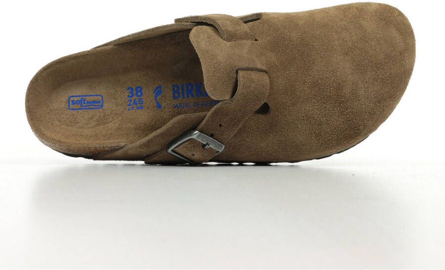 Birkenstock Sandalen Boston Suede Leather Narrow Dark Tea Tonal