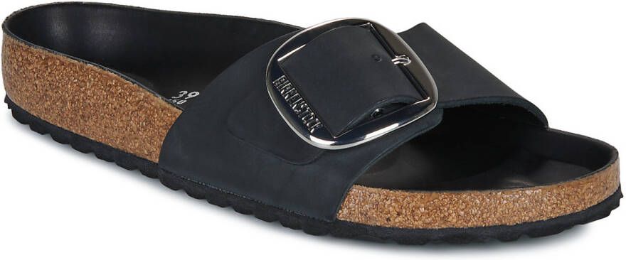 Birkenstock Madrid Big Buckle Oiled Leather Zwart Regular-fit Dames Slippers –