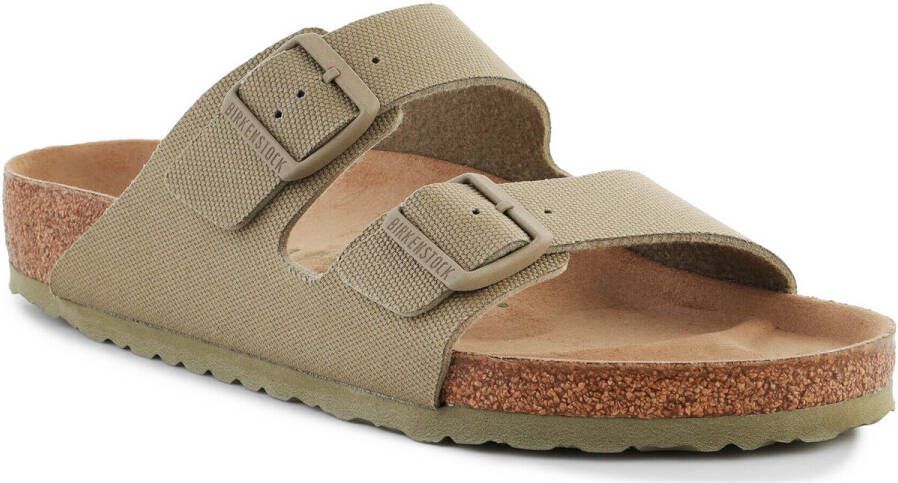 Birkenstock Slippers Rivet Logo Vegan Canvas Faded Khaki 1023958