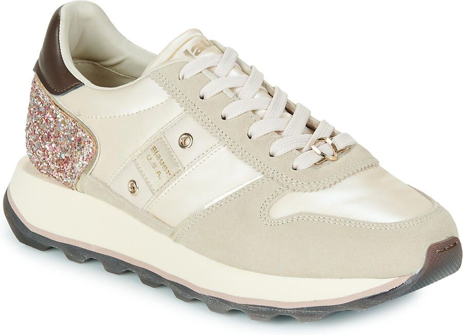 Blauer.USA Sneakers laag crème donkerbeige magenta zwart