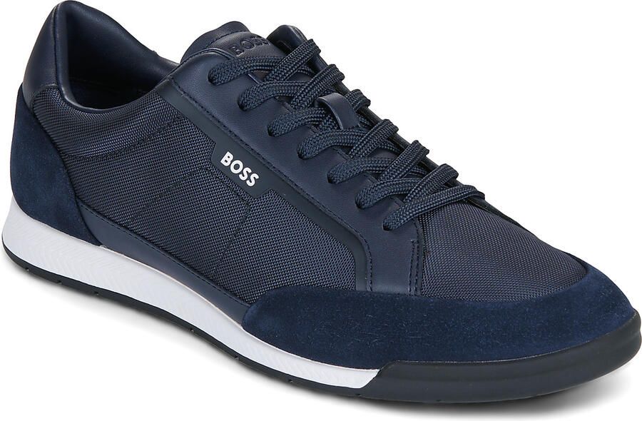 Hugo Boss Black sneakers donkerblauw koeleder suede element - Foto 6