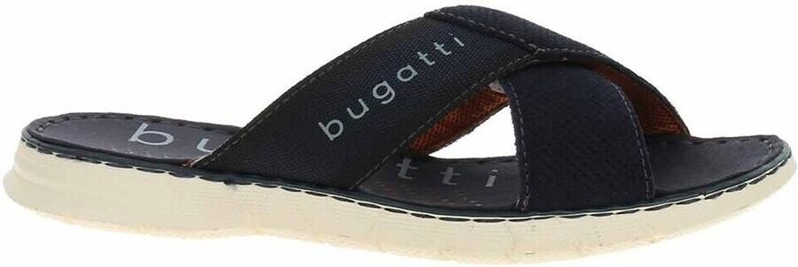 Bugatti leren slippers met leren voetbed blauw - Foto 4