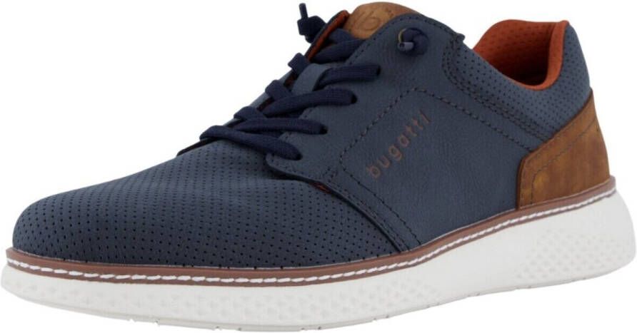 Bugatti Slip-on sneakers Lage schoen vrijetijdssneaker met perforatie elastische veters