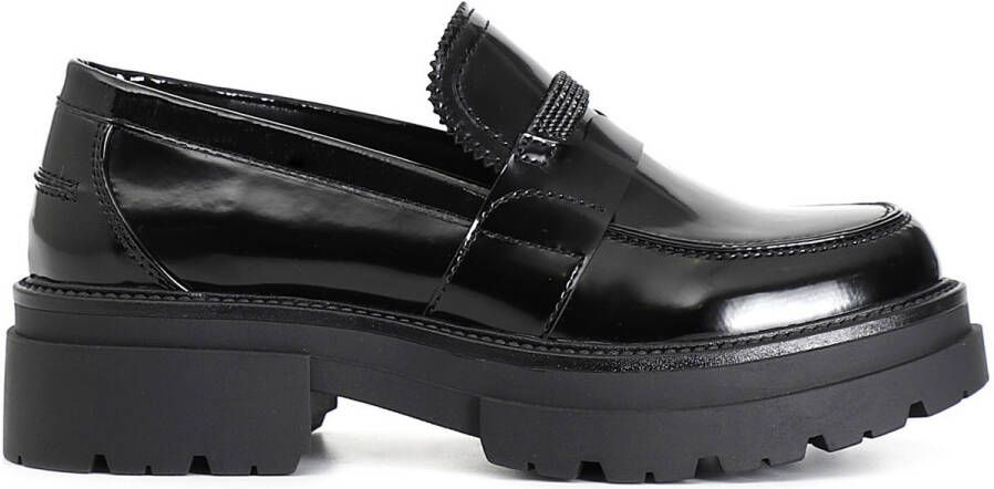 CafèNoir Zwarte platte schoenen voor dames Black Dames