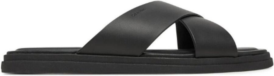 CK Calvin Klein Slippers van echt leer model 'CRISS CROSS'