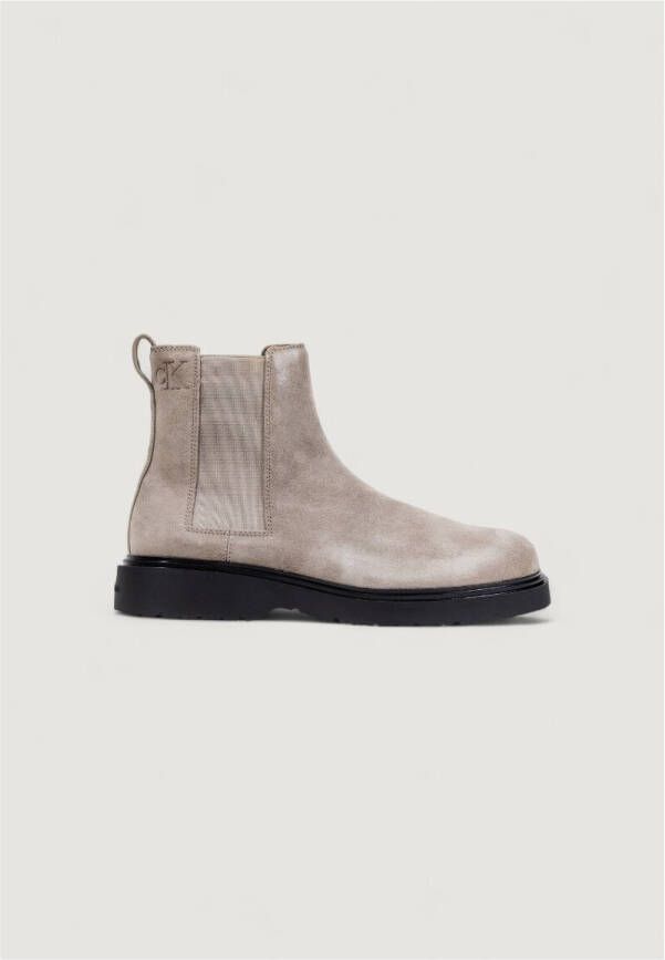 Calvin Klein Jeans Chelsea boots van een mix van leer en textiel met elastische inzetten - Foto 2
