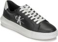 Calvin Klein Plateausneakers CHUNKY CUPSOLE MONO LTH WN vrijetijdsschoen lage schoen veterschoen met ck-opdruk aan de zijkant - Blauw