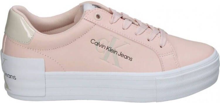 Calvin Klein Plateausneakers BOLD VULC FLATF LOW LACE LTH ML met logo-opdrukken vrijetijdsschoen halfhoge schoen veterschoen
