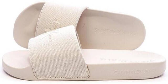 Calvin Klein Slippers SLIDE MONOGRAM WMNS badschoen slippers zomerpantolette strandschoen om in te stappen