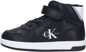 Calvin Klein Jeans Teenslippers Baskets montantes lacets velcro enfant black white