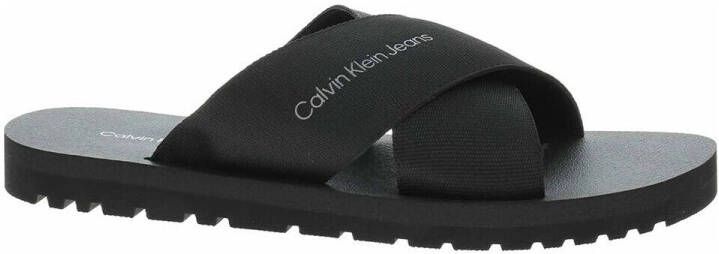 Calvin Klein Slippers CROSS SANDAL SLIPON RP IN BTW zomerschoen slippers poolslides met kruisbandage