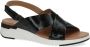 Caprice Zwarte Leren Platte Sandalen voor Vrouwen Black Dames - Thumbnail 3