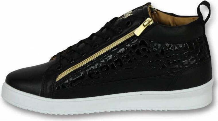 Cash Money Heren Schoenen Heren Sneaker Croc Black Gold CMS98 Zwart Maten: