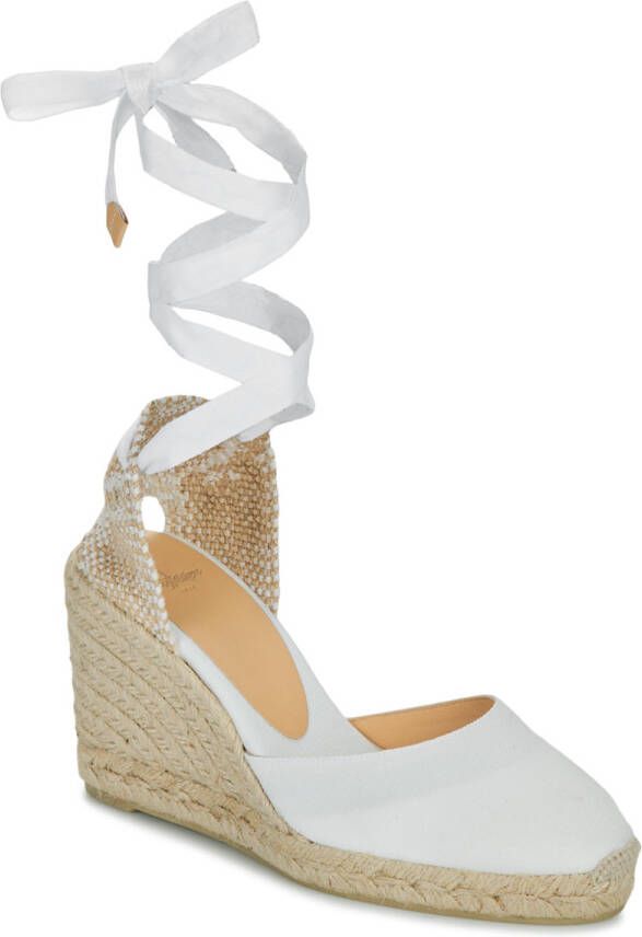 Castañer Carina -katoenen espadrilles met striksluiting en 9 cm sleehak. - Foto 8