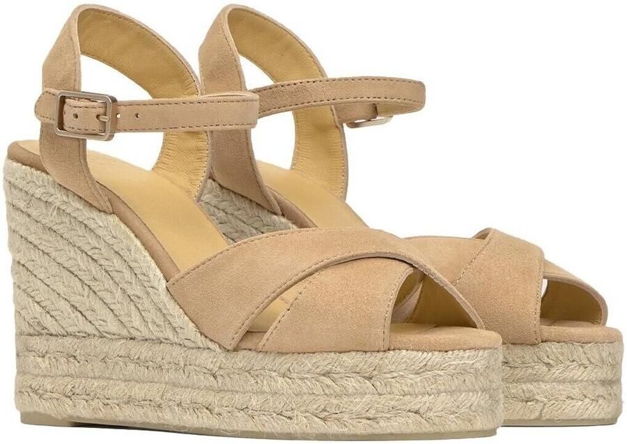 Castañer Beige Sleehak Sandalen met Kruisbanden Beige Dames - Foto 3