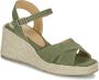 Castañer Canvas Sleehak Espadrilles Olijf Peep-Toe Green Dames - Thumbnail 2