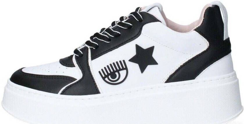 Chiara Ferragni Collection Witte zwarte leren lage school sneakers White Dames - Foto 4
