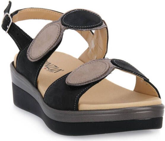 Cinzia Soft Zwarte spiegelfinish platte sandalen Black Dames - Foto 3