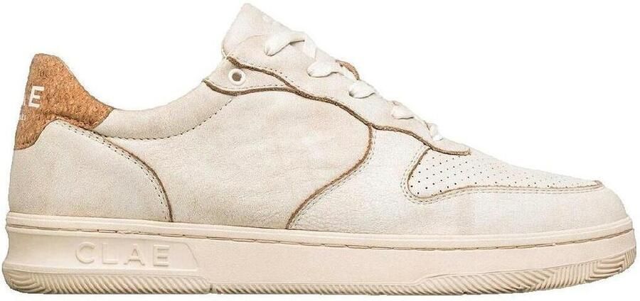 Clae Lage Sneakers Baskets Malone Distressed en cuir blanc