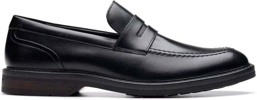 Clarks Zwarte herenloafer met gewatteerd voetbed Black Heren