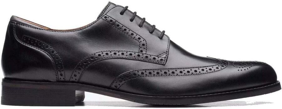 Clarks Zwarte Leren Veterschoenen met Brogue Ontwerp