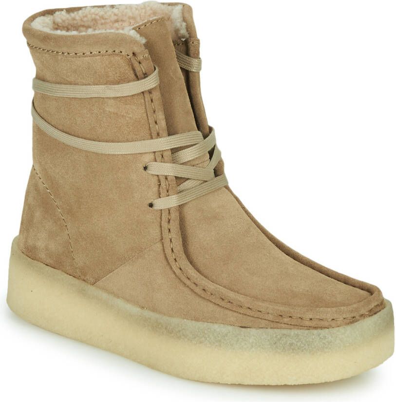 Clarks Beige Suède Hoge Laars met Nepbont Voering Beige Dames - Foto 3