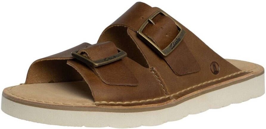 Clarks Teenslippers Solsbury leren sandalen met bandjes