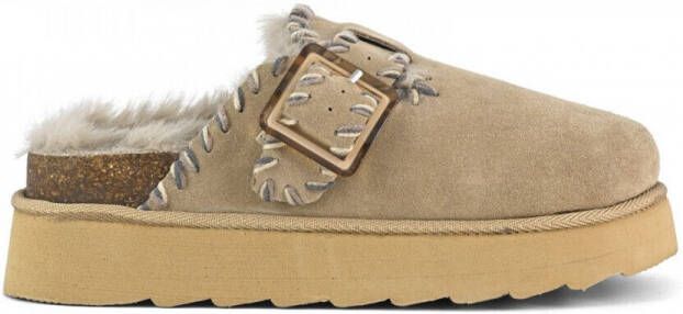 Colors of California Enkellaarzen Platform sabot wool stitchings