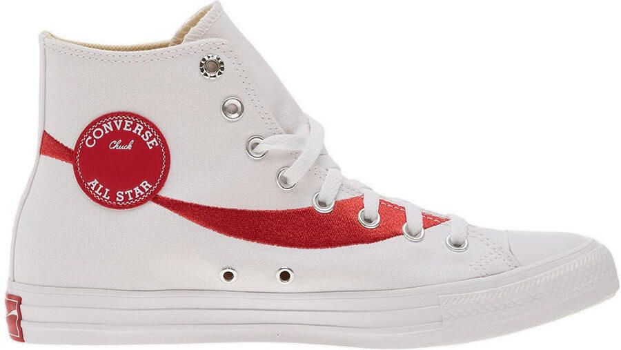 Converse Hoge Sneakers Baskets Chuck 70 Hi blanc avec détails rouges Racing - Foto 2