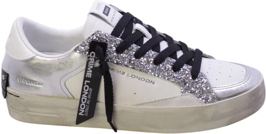Crime London Witte Leren Sneakers Zilver Glitter - Foto 3