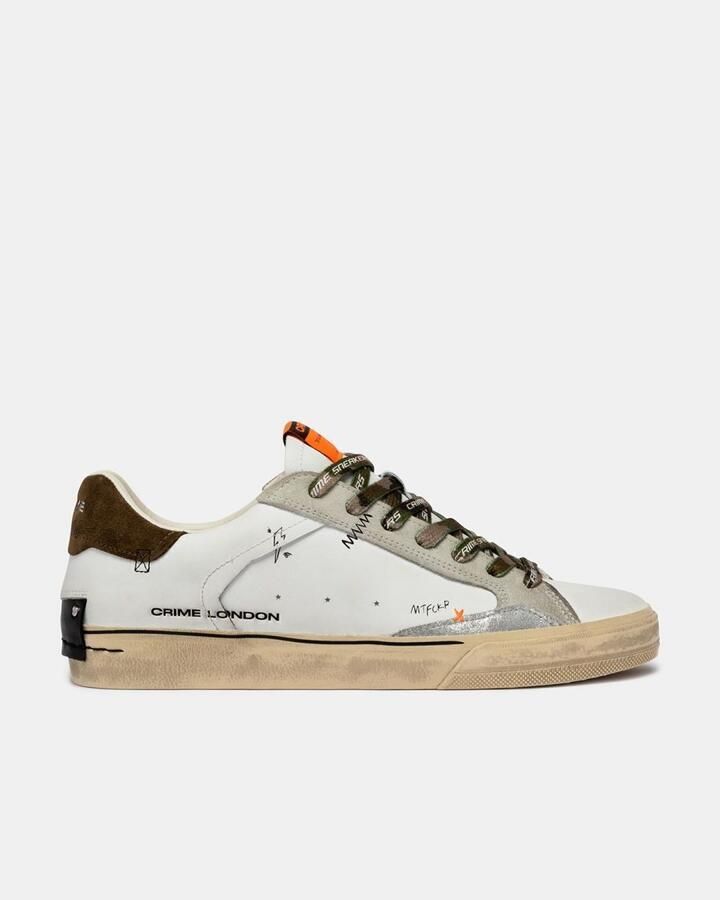 Crime London Lage Sneakers DISTRESSED 19071PP8-10 MILITARY GREEN - Foto 3
