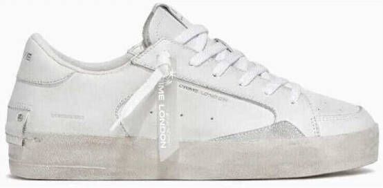 Crime London Witte Leren Sneakers met Bandzool White Heren