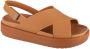 Crocs Brooklyn Luxe Cross Strap 209407-2U3 Vrouwen Bruin Sandalen - Thumbnail 3