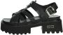 Cult Zwarte Leren Sandalen met Enkelband - Thumbnail 2