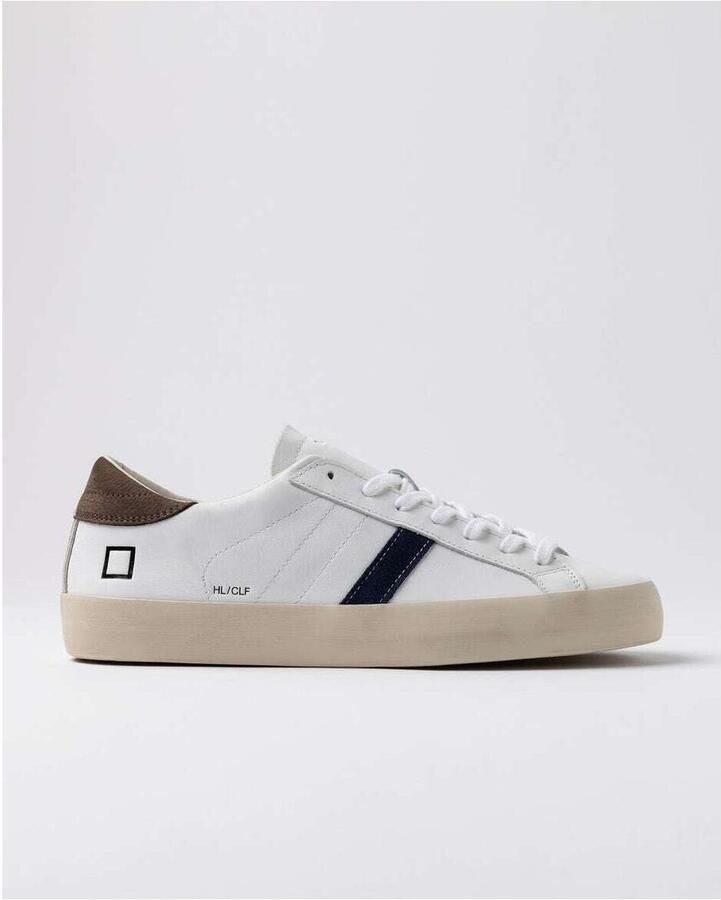 D.a.t.e. Witte lage sneaker met blauwe en bruine details - Foto 2