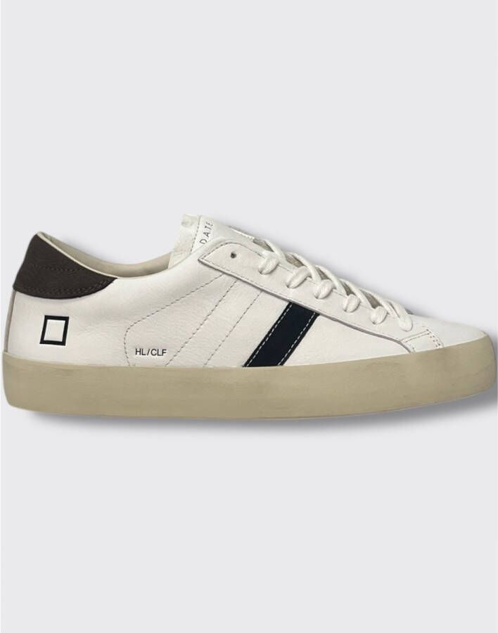 D.a.t.e. Witte lage sneaker met blauwe en bruine details - Foto 3