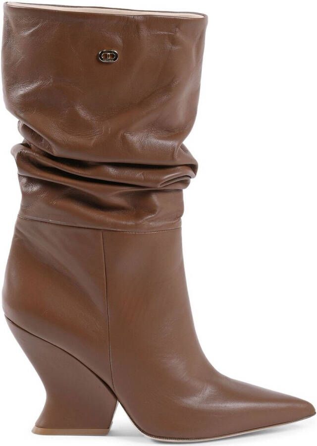 Dee Ocleppo Laarzen Slouchy Leren Laarzen Puntige Neus Sleehak